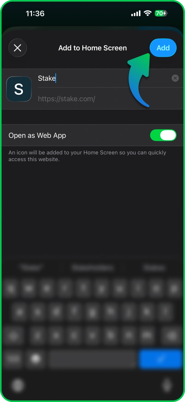 Confirm the title and add the Stake app to your device.