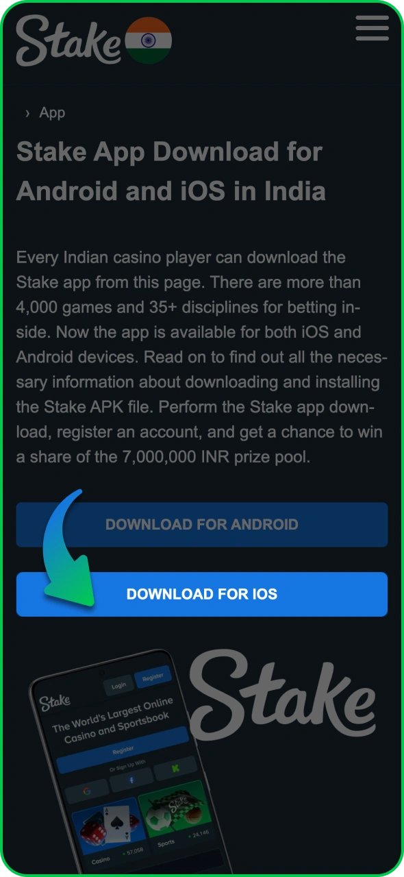 Tap the button to start installation process of Stake app.