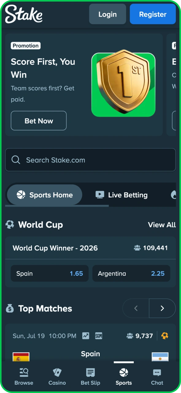 Enjoy sports betting on your device with the Stake app.