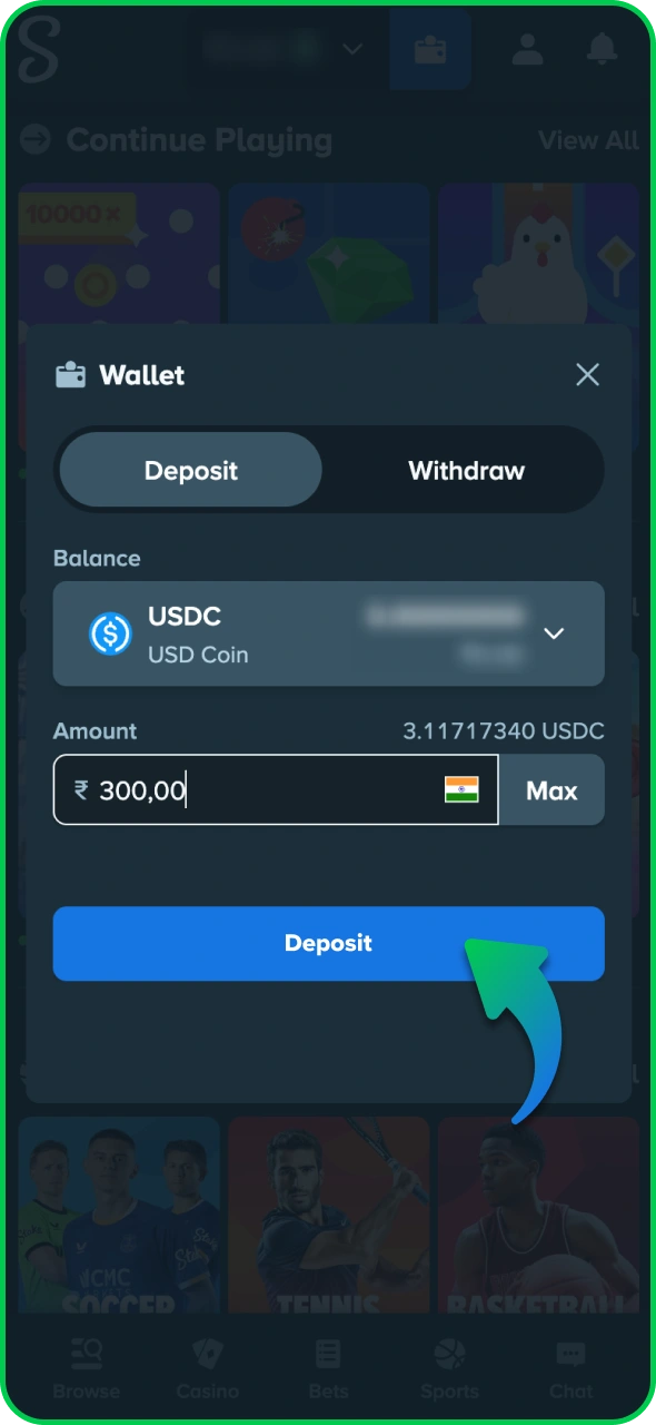 Enter the amount of Stake deposit and finish the process.