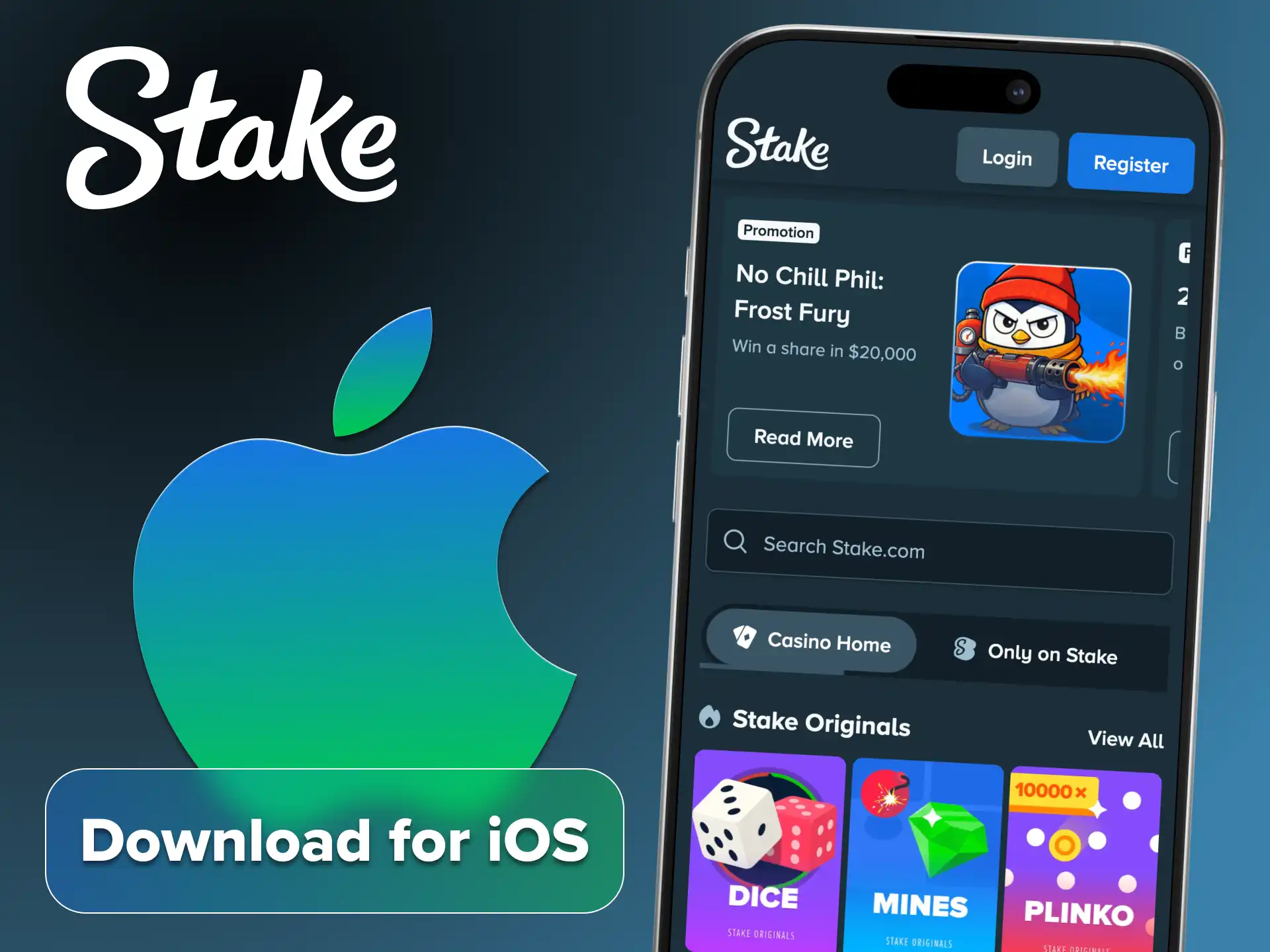 You can install Stake app easily to use it on your iOS device.