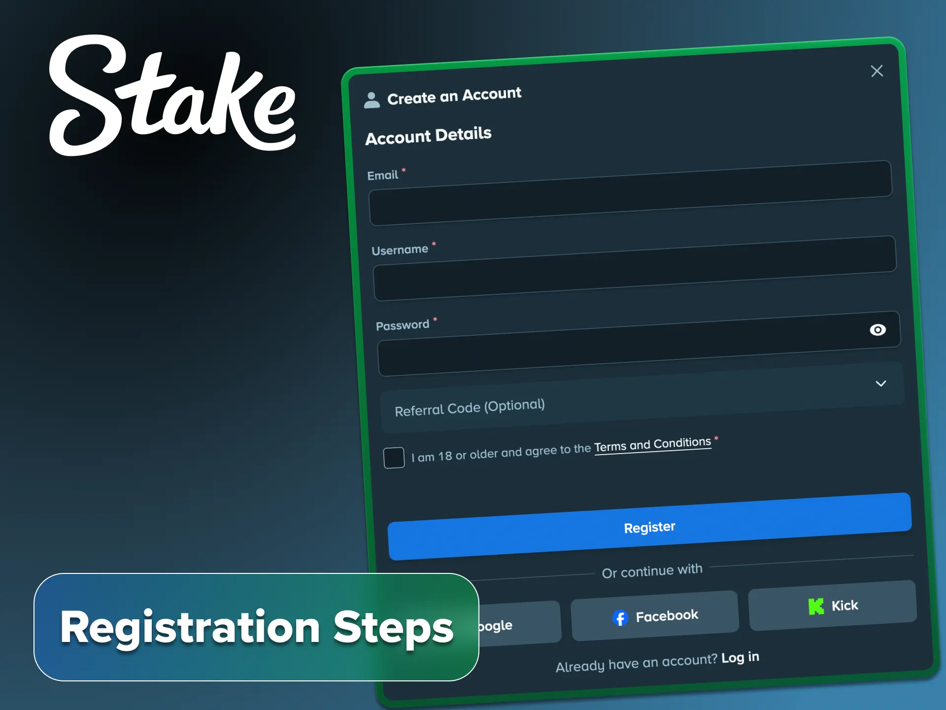 Follow the steps to complete Stake registration process.