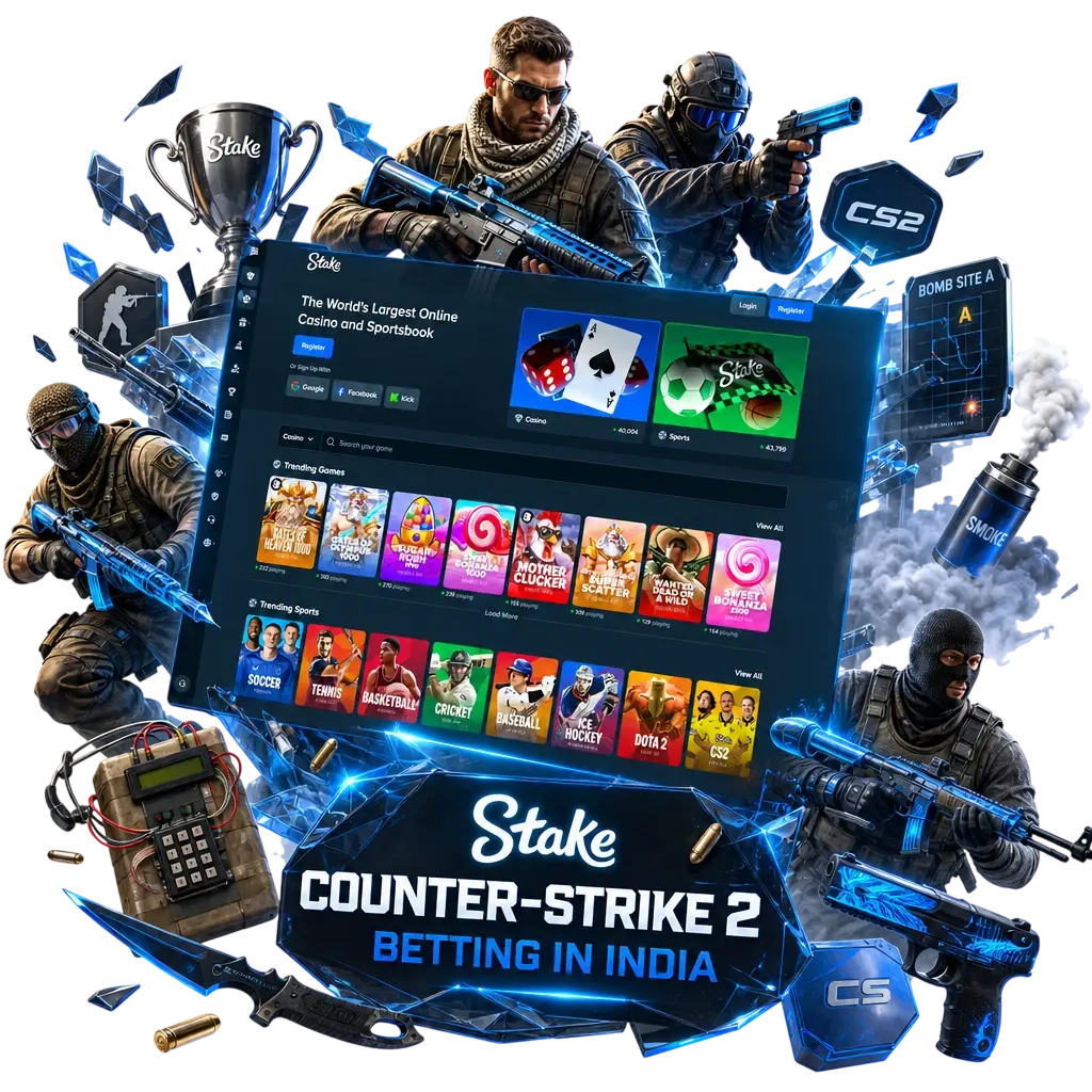Stake Counter-Strike 2 betting in India - odds on match winners, maps, and series across CS2 esports tournaments like Majors and IEM.