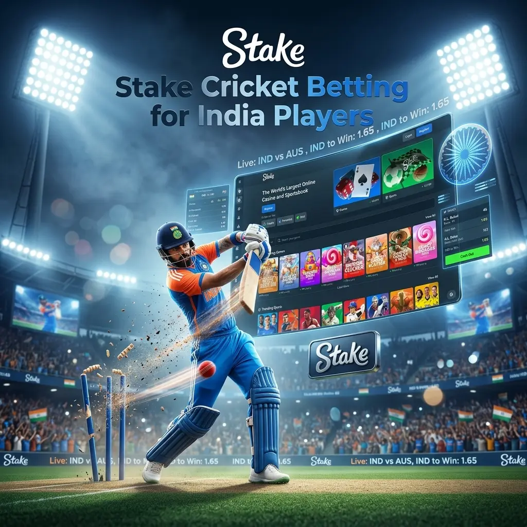 Stake cricket betting for India players: bet on IPL, T20 World Cup, and Test matches with UPI, Paytm, or crypto deposits.