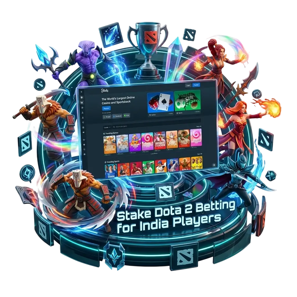 Stake Dota 2 betting for India: match winner, handicap, and series odds with live in-play markets on desktop and mobile app.