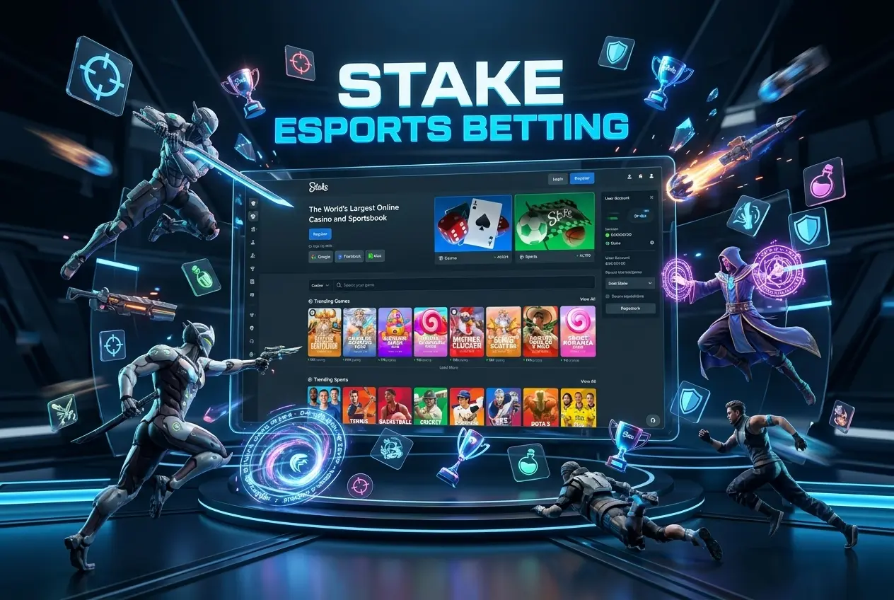 Stake eSports betting on CS2, Dota 2, League of Legends and Valorant with live odds on major tournaments like The International.